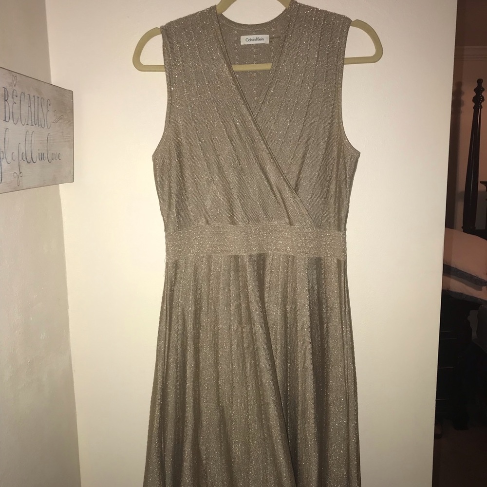 Calvin Klein gold cocktail dress size M